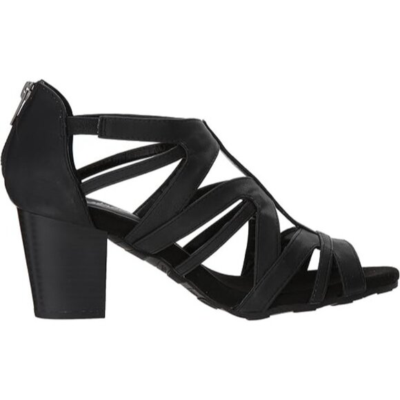 Easy Street Womens Amaze Comfortable Back Zipper Sandals Black Size 8W NIB - Picture 3 of 8